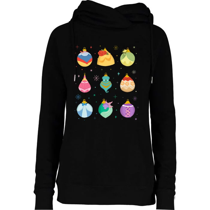 Princess Holiday Enchanting Christmas Ornaments Womens Funnel Neck Pullover Hood