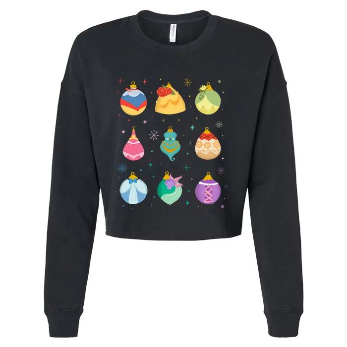 Princess Holiday Enchanting Christmas Ornaments Cropped Pullover Crew