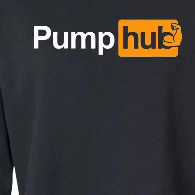 Pump Hub Funny Bodybuilding Weightlifting Cropped Pullover Crew