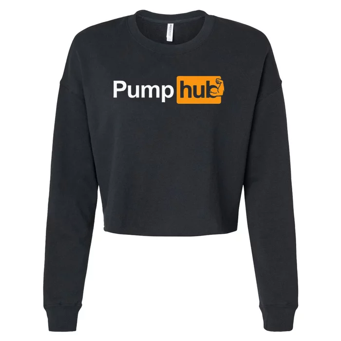 Pump Hub Funny Bodybuilding Weightlifting Cropped Pullover Crew