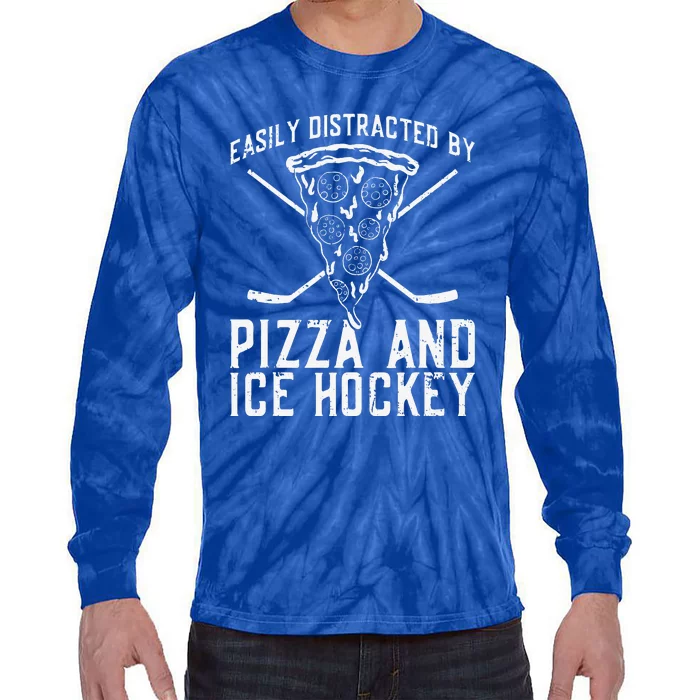 Pizza Maker Who Loves Ice Hockey And Pizza Making Tie-Dye Long Sleeve Shirt