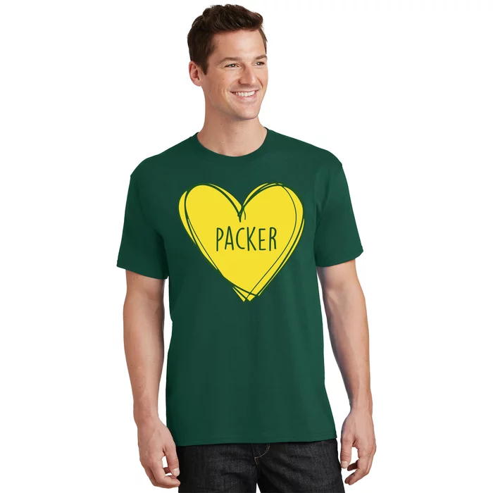 Packers Heart Football Team Touchdown T-Shirt