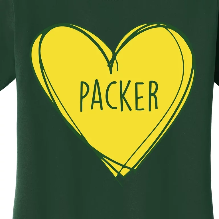 Packers Heart Football Team Touchdown Women's T-Shirt