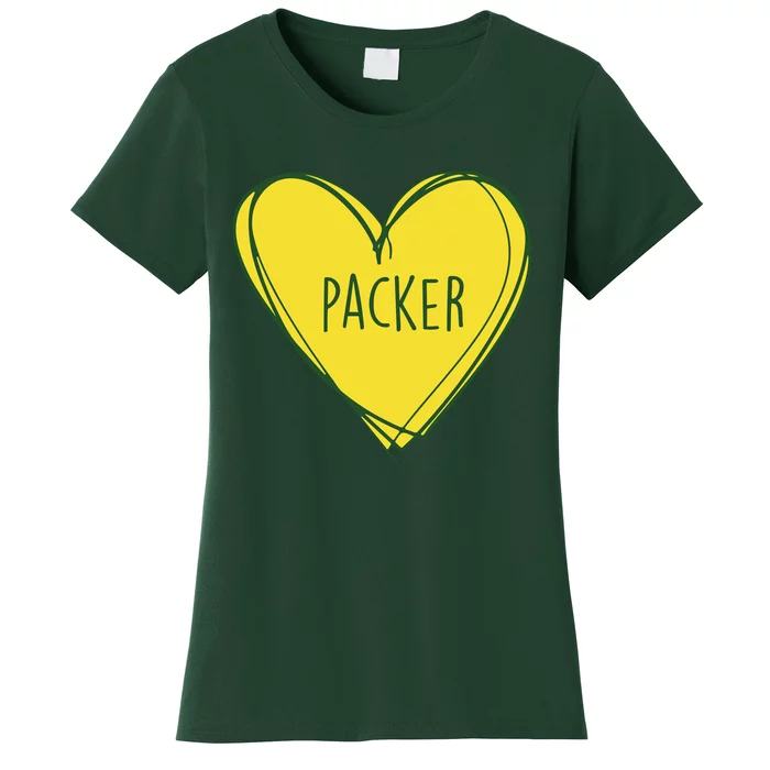 Packers Heart Football Team Touchdown Women's T-Shirt