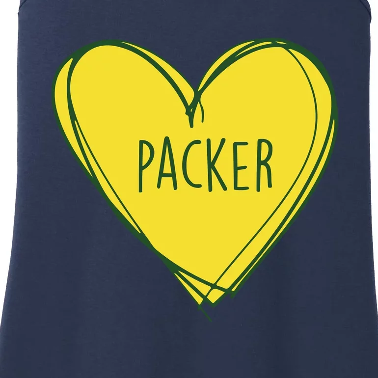 Packers Heart Football Team Touchdown Ladies Essential Tank