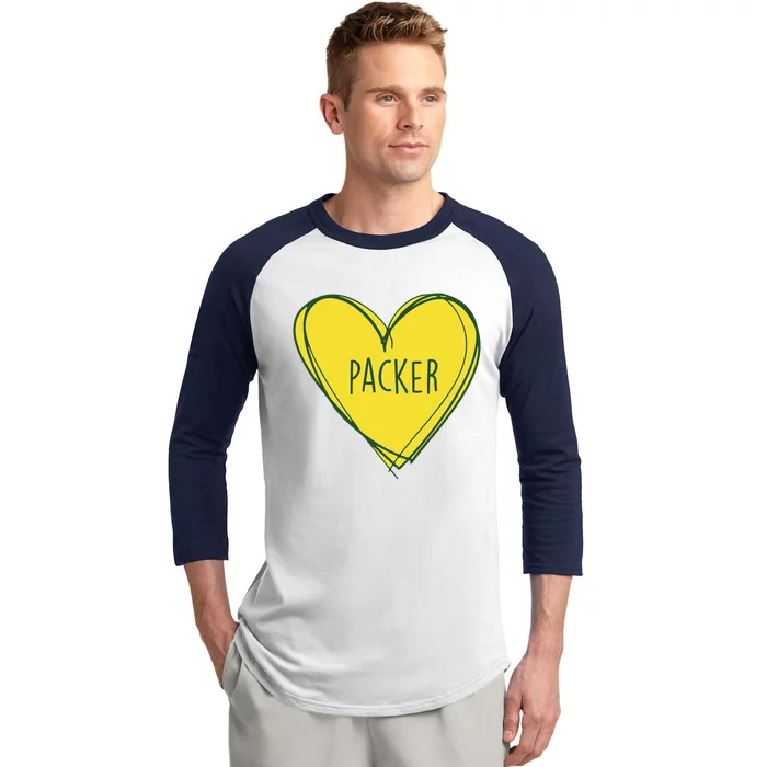 Packers Heart Football Team Touchdown Baseball Sleeve Shirt