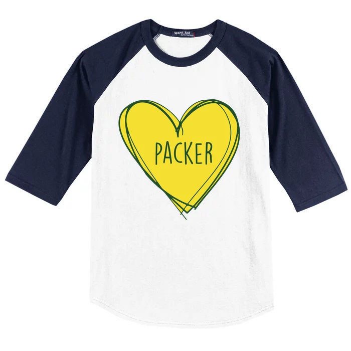 Packers Heart Football Team Touchdown Baseball Sleeve Shirt