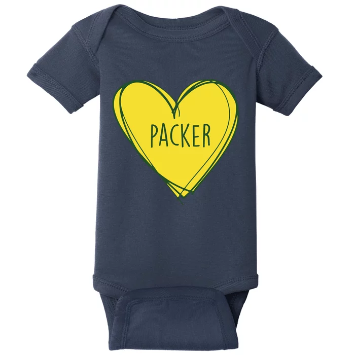 Packers Heart Football Team Touchdown Baby Bodysuit