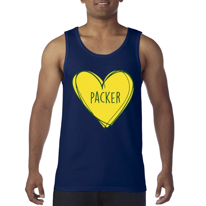 Packers Heart Football Team Touchdown Tank Top