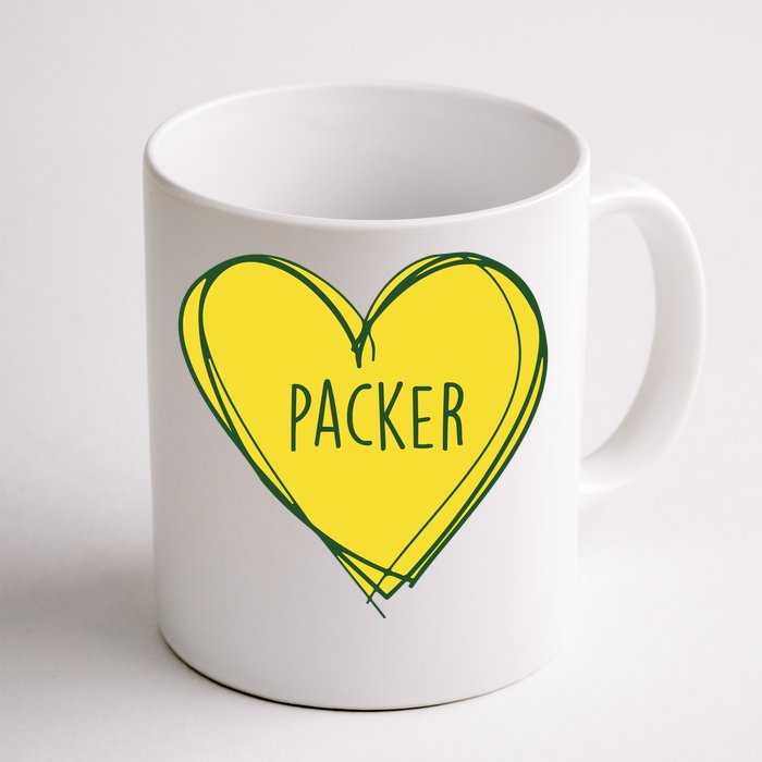 Packers Heart Football Team Touchdown Front & Back Coffee Mug