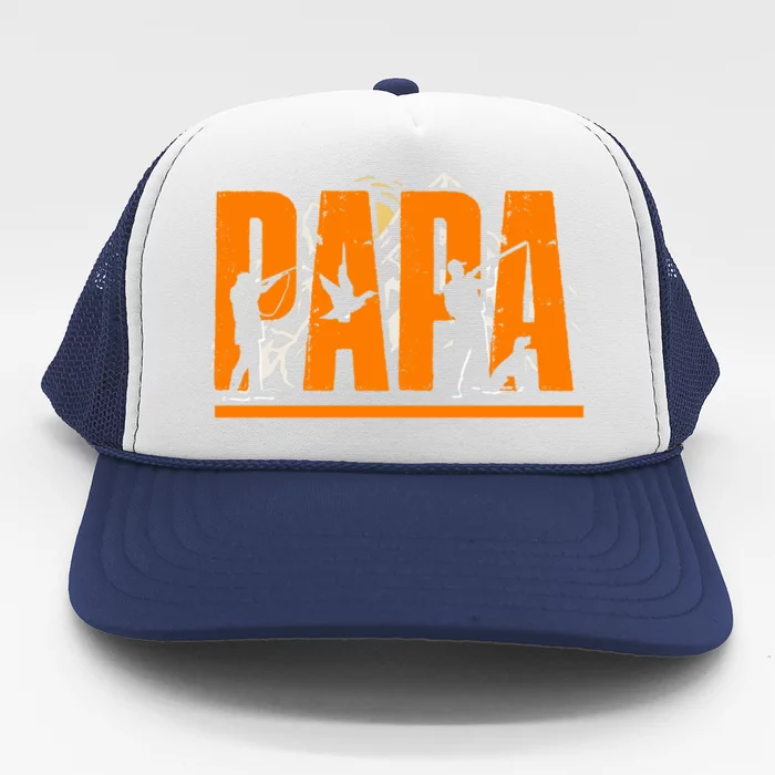 Papa Hunter Forest Wildlife Deer Hunting Fathers Day Gift Trucker Hat