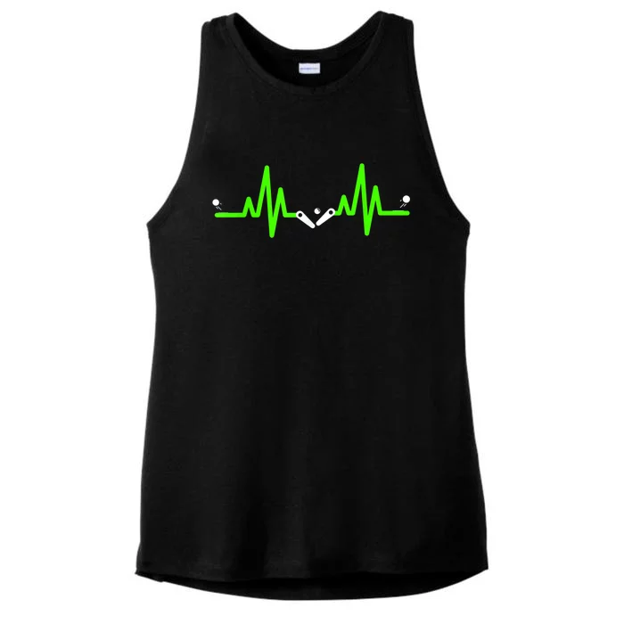 Pinball Heartbeat Flipper ECG Pulse Line Ladies Tri-Blend Wicking Tank