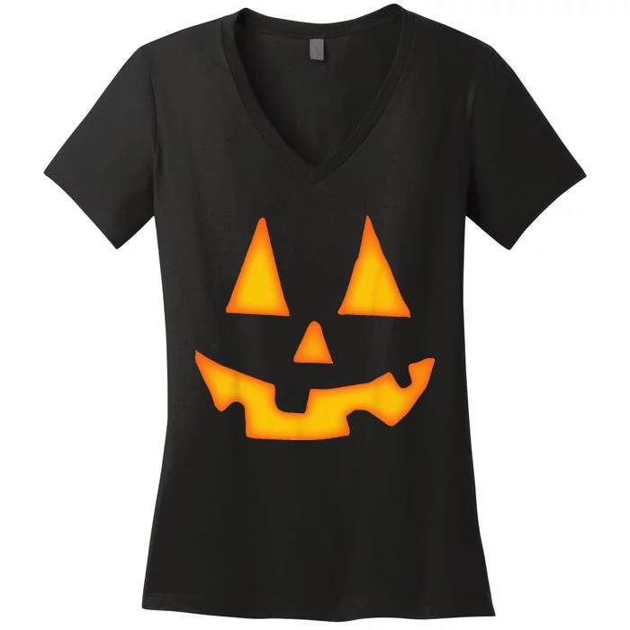 Pumpkin Halloween For Men Women Jack O Lantern Face Women's V-Neck T-Shirt