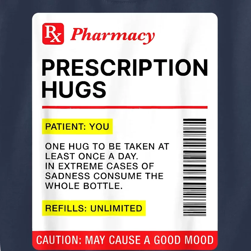 Prescription Hugs Funny Label Lazy Halloween Costume Party Kids Sweatshirt