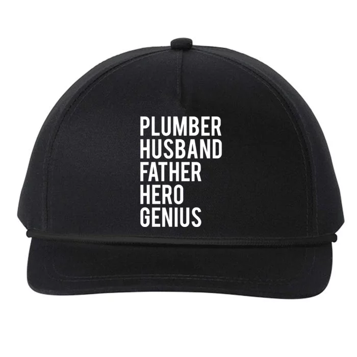 Plumber Husband Father Hero Genius Cool Plumbing Dad Gift Snapback Five-Panel Rope Hat