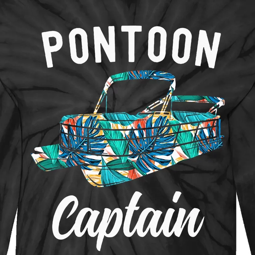 Pontoon Hawaiian Funny Pontoon Boat Captain Tie-Dye Long Sleeve Shirt