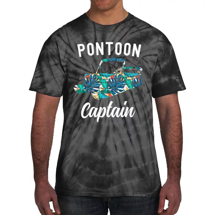 Pontoon Hawaiian Funny Pontoon Boat Captain Tie-Dye T-Shirt