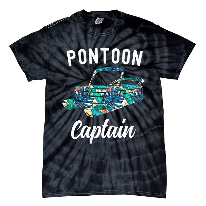 Pontoon Hawaiian Funny Pontoon Boat Captain Tie-Dye T-Shirt