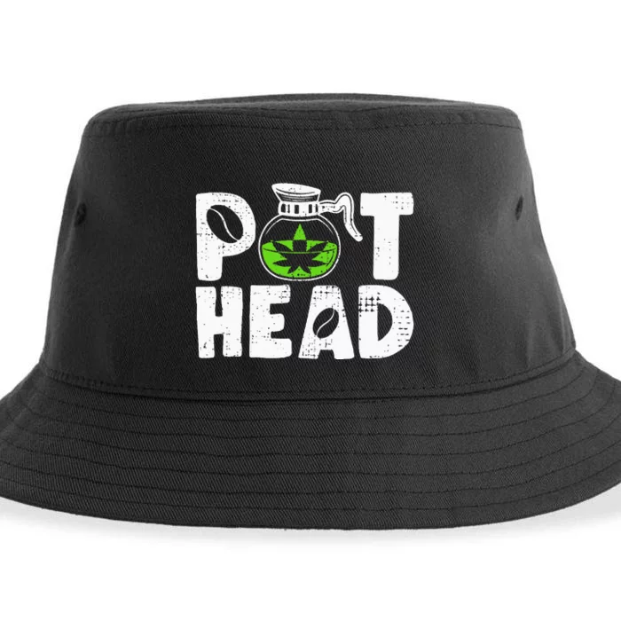 Pot Head Funny Coffee 420 Weed Lover Cannabis Marijuana Sustainable Bucket Hat