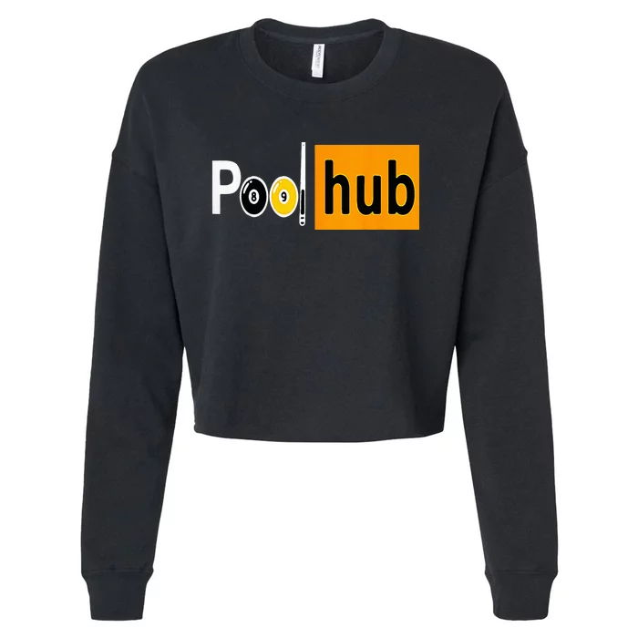 Pool Hub Funny Billiards Pool Team League Billiards Cropped Pullover Crew