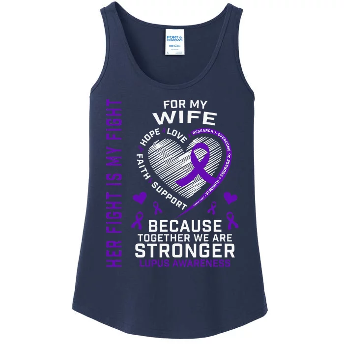 Purple Her Fight Wife Lupus Awareness Month Graphic Products Ladies Essential Tank