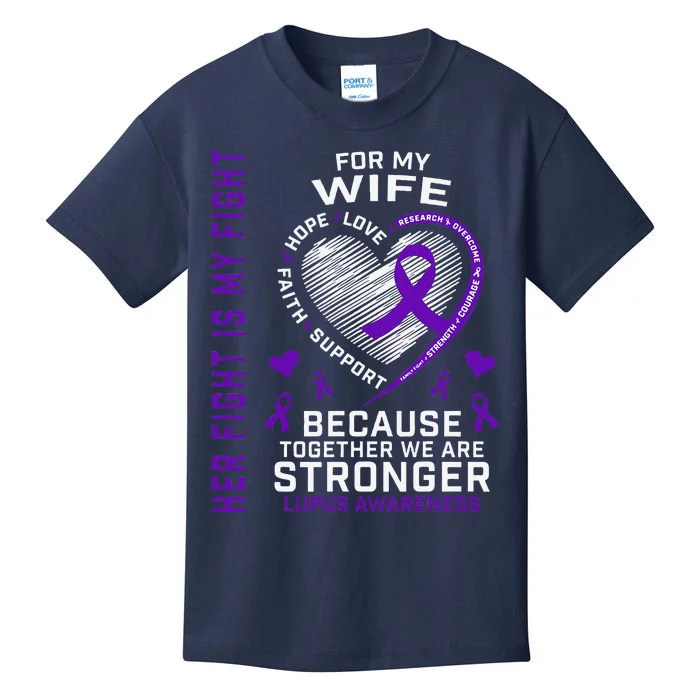 Purple Her Fight Wife Lupus Awareness Month Graphic Products Kids T-Shirt