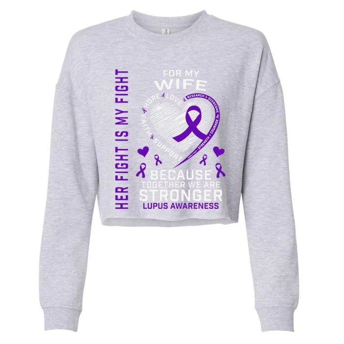 Purple Her Fight Wife Lupus Awareness Month Graphic Products Cropped Pullover Crew