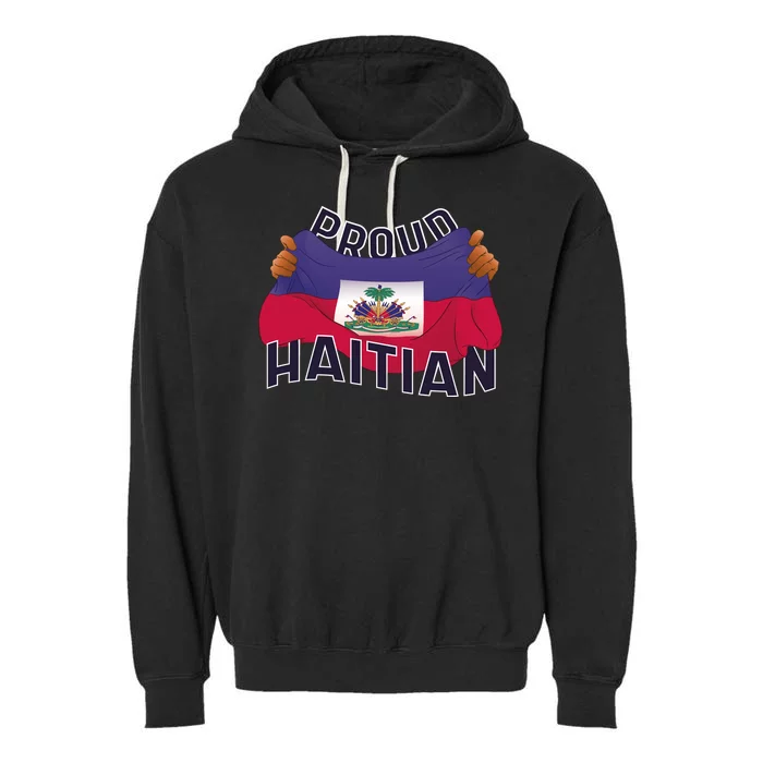 Proud Haitian Flag Garment-Dyed Fleece Hoodie