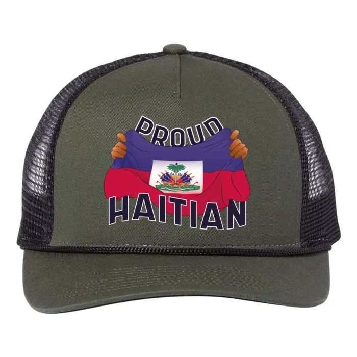 Proud Haitian Flag Retro Rope Trucker Hat Cap