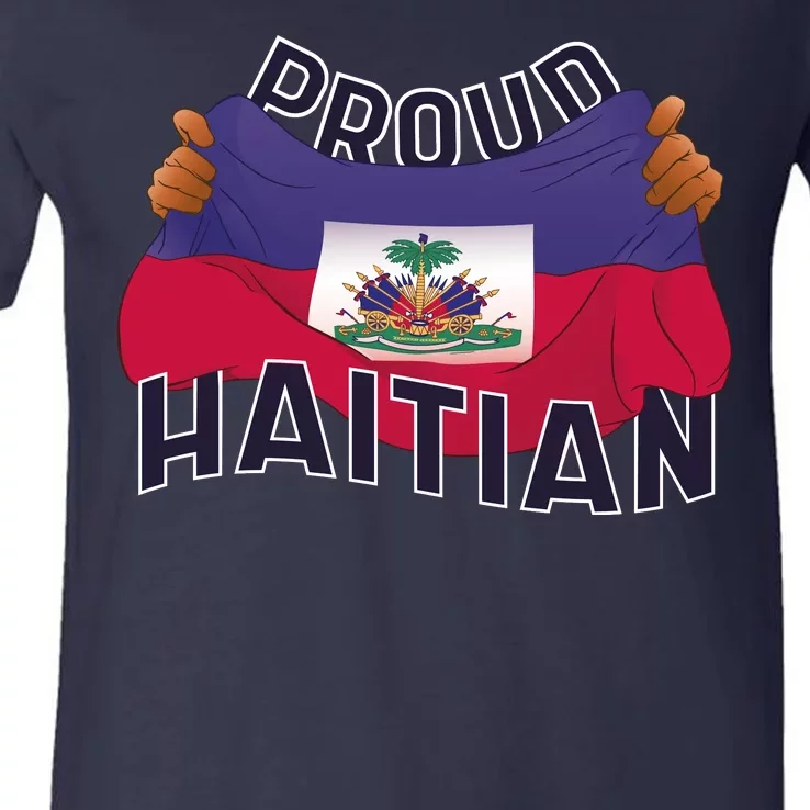 Proud Haitian Flag V-Neck T-Shirt