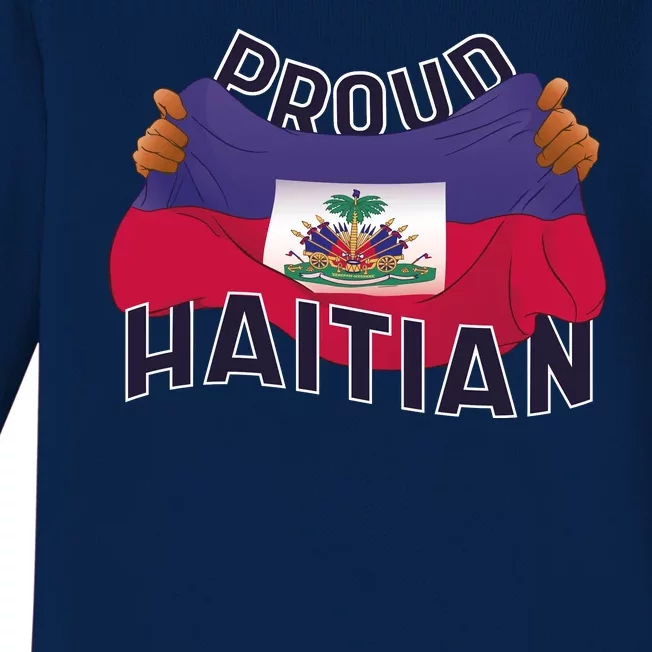 Proud Haitian Flag Baby Long Sleeve Bodysuit