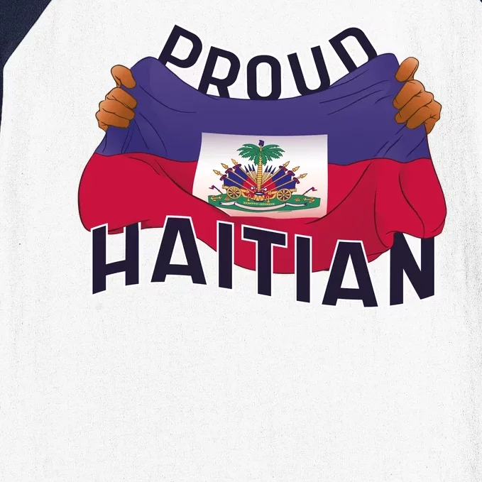 Proud Haitian Flag Baseball Sleeve Shirt