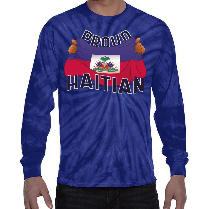 Proud Haitian Flag Tie-Dye Long Sleeve Shirt