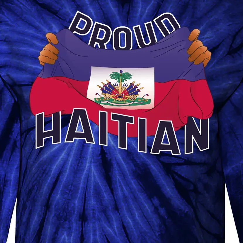 Proud Haitian Flag Tie-Dye Long Sleeve Shirt