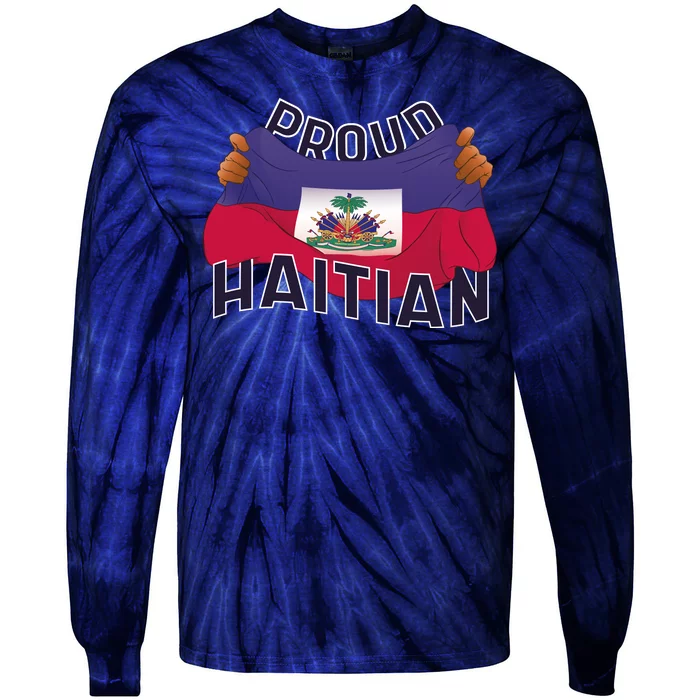 Proud Haitian Flag Tie-Dye Long Sleeve Shirt