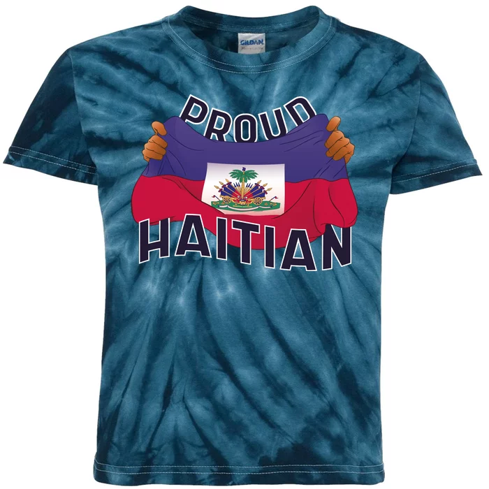 Proud Haitian Flag Kids Tie-Dye T-Shirt