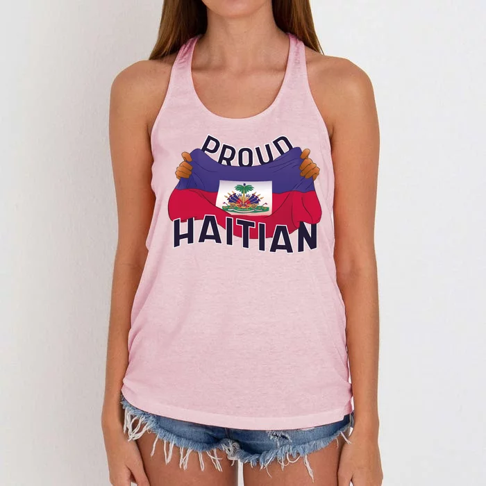 Proud Haitian Flag Women's Knotted Racerback Tank