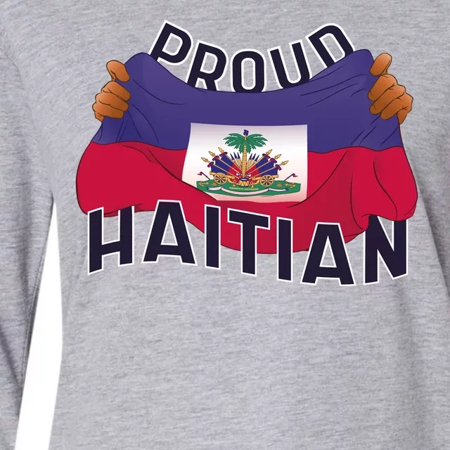 Proud Haitian Flag Womens Cotton Relaxed Long Sleeve T-Shirt