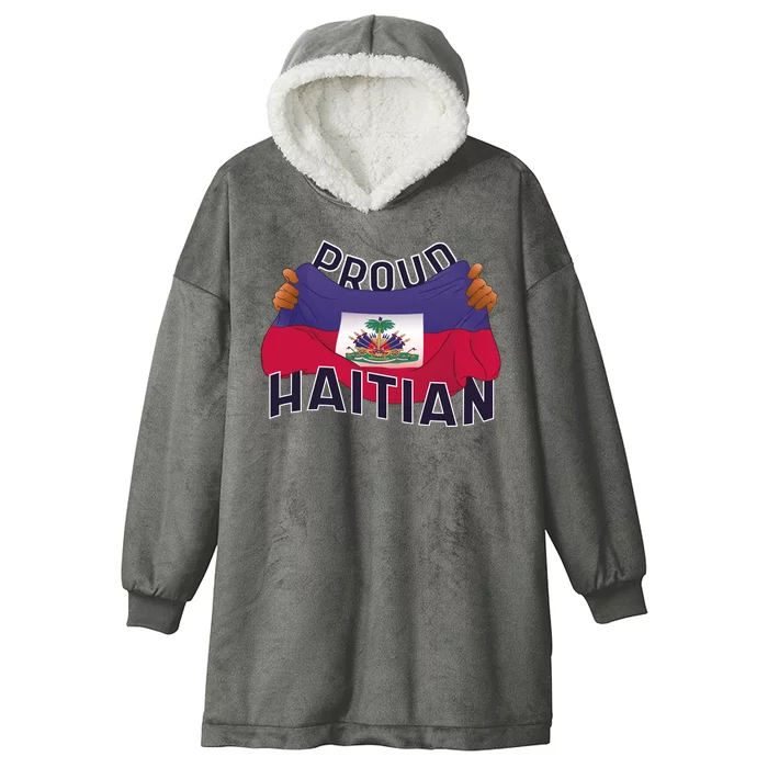 Proud Haitian Flag Hooded Wearable Blanket