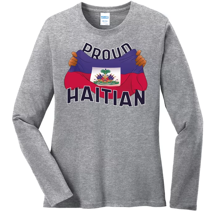 Proud Haitian Flag Ladies Long Sleeve Shirt