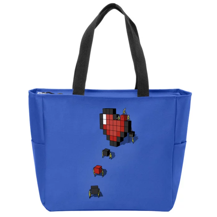 Pixel Heart Funny Gamer Zip Tote Bag