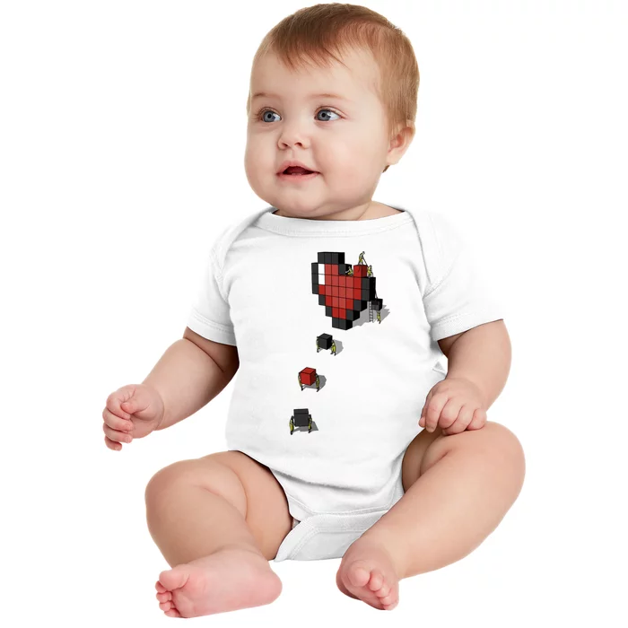 Pixel Heart Funny Gamer Baby Bodysuit