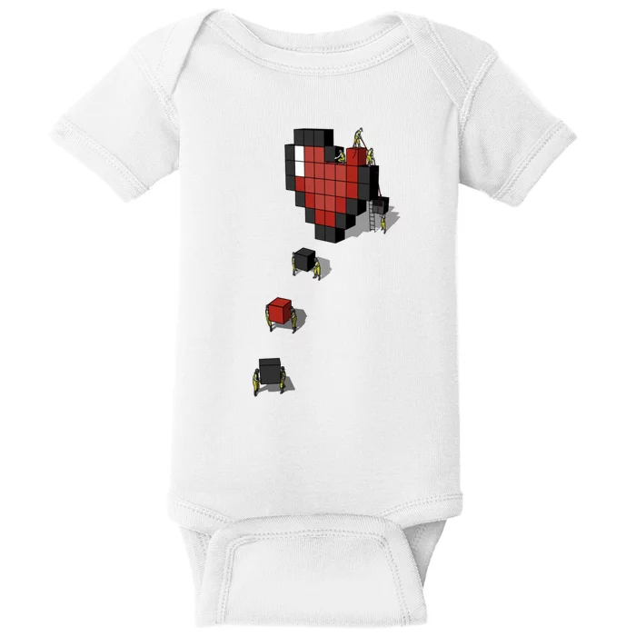 Pixel Heart Funny Gamer Baby Bodysuit