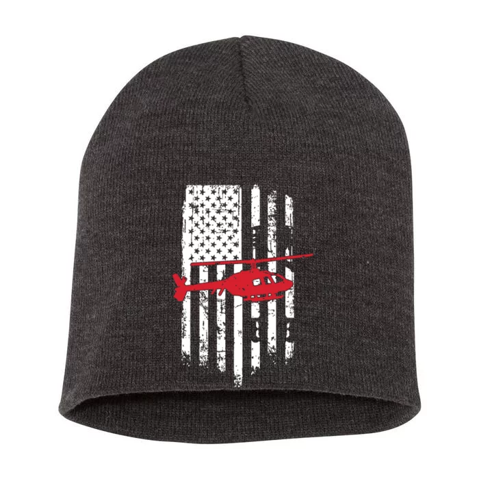 Patriotic Helicopter Flag Helicopter Pilot Gifts Short Acrylic Beanie