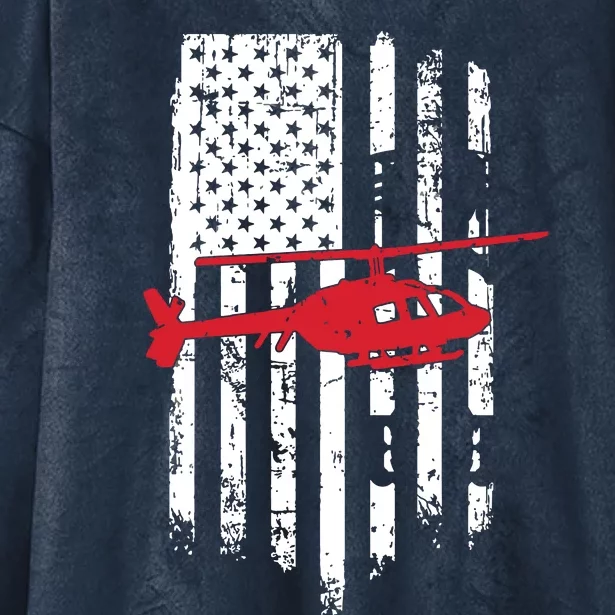 Patriotic Helicopter Flag Helicopter Pilot Gifts Hooded Wearable Blanket