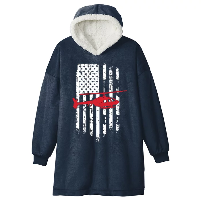 Patriotic Helicopter Flag Helicopter Pilot Gifts Hooded Wearable Blanket