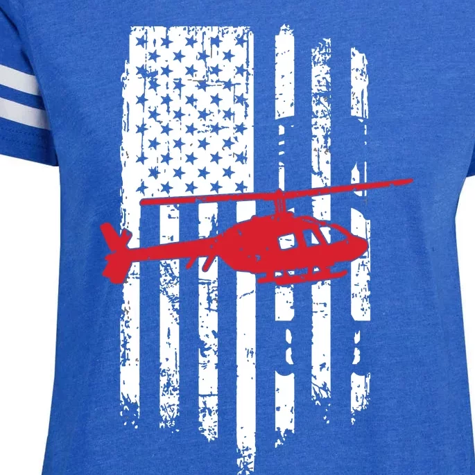 Patriotic Helicopter Flag Helicopter Pilot Gifts Enza Ladies Jersey Football T-Shirt