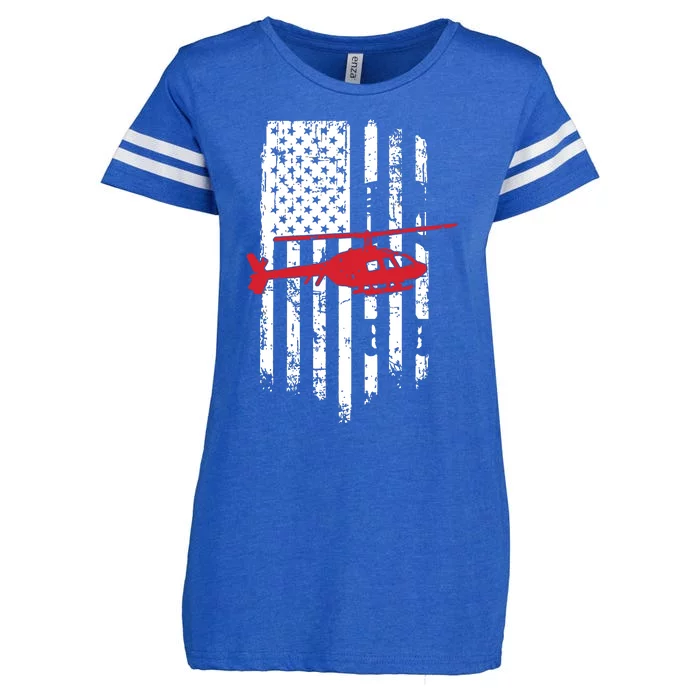 Patriotic Helicopter Flag Helicopter Pilot Gifts Enza Ladies Jersey Football T-Shirt