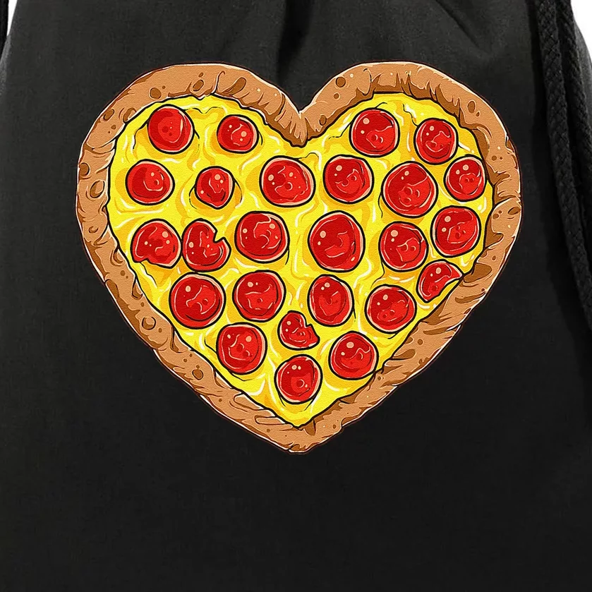 Pizza Heart Funny Valentines Day Pepperoni Lover Drawstring Bag