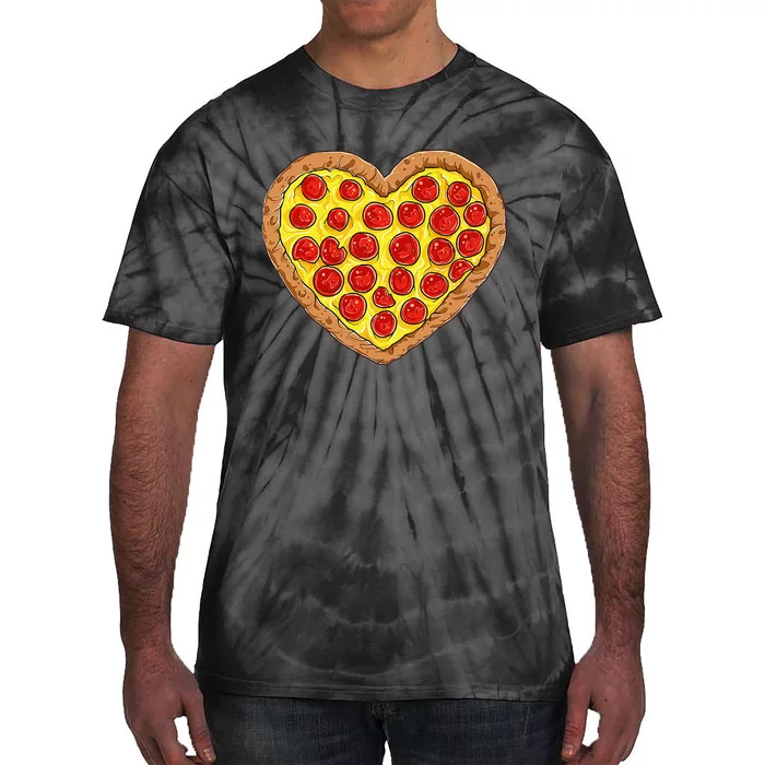 Pizza Heart Funny Valentines Day Pepperoni Lover Tie-Dye T-Shirt